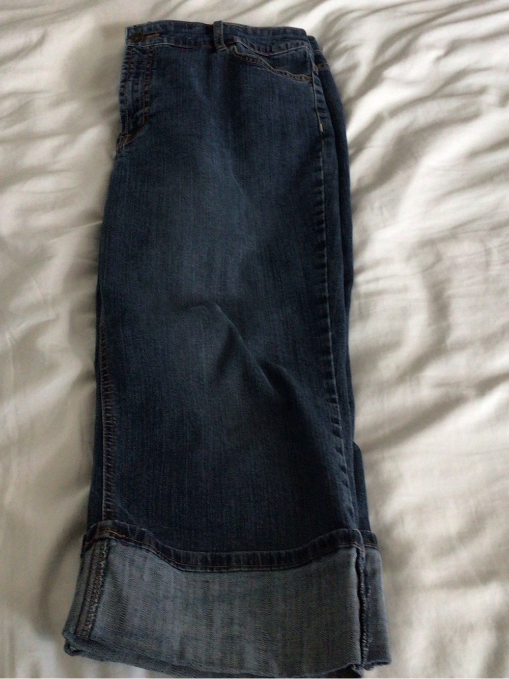 Cropped Cotton Ankle Jeans in Dark Blue - Casual Cuffed Style - Picture 3 of 5
